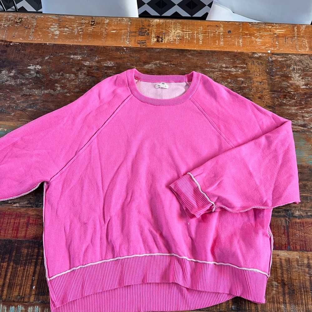 Anthropologie Pilcro Vibrant Pink Crew Neck Sweater